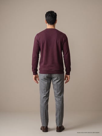 Maccali Bordo Erkek Selanik Bisiklet Yaka Sweatshirt