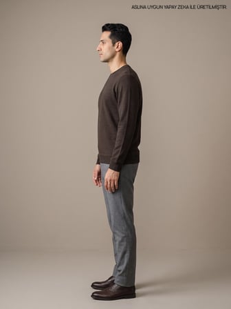 Maccali Kahve Erkek Selanik Bisiklet Yaka Sweatshirt