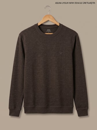 Maccali Kahve Erkek Selanik Bisiklet Yaka Sweatshirt
