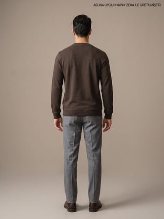 Maccali Kahve Erkek Selanik Bisiklet Yaka Sweatshirt
