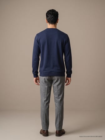 Maccali Lacivert Erkek Selanik Bisiklet Yaka Sweatshirt