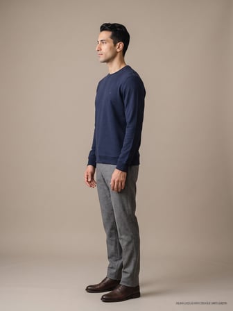 Maccali Lacivert Erkek Selanik Bisiklet Yaka Sweatshirt