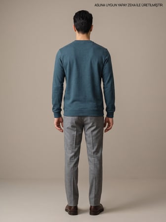 Maccali Petrol Erkek Selanik Bisiklet Yaka Sweatshirt