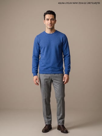Maccali Saks Erkek Selanik Bisiklet Yaka Sweatshirt