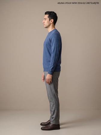 Maccali Saks Erkek Selanik Bisiklet Yaka Sweatshirt