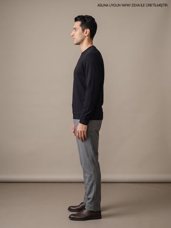 Maccali Siyah Erkek Selanik Bisiklet Yaka Sweatshirt