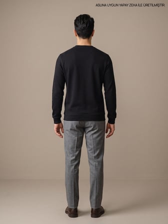 Maccali Siyah Erkek Selanik Bisiklet Yaka Sweatshirt