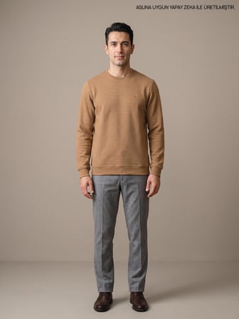 Maccali Taba Erkek Selanik Bisiklet Yaka Sweatshirt