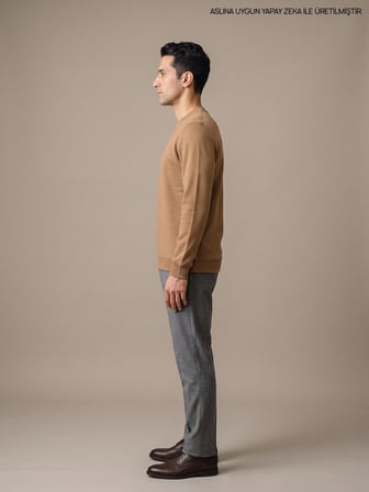 Maccali Taba Erkek Selanik Bisiklet Yaka Sweatshirt
