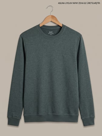 Maccali Yeşil Erkek Selanik Bisiklet Yaka Sweatshirt