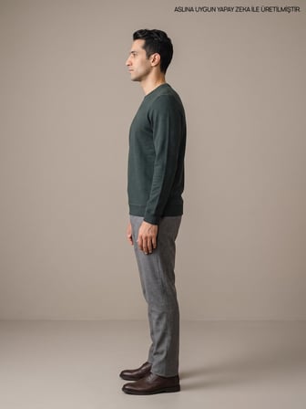 Maccali Yeşil Erkek Selanik Bisiklet Yaka Sweatshirt
