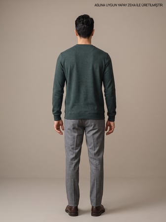 Maccali Yeşil Erkek Selanik Bisiklet Yaka Sweatshirt
