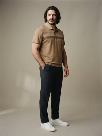 Maccali Kahve Erkek Büyük Beden Rahat Kalıp Polo Yaka Tişört