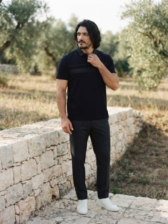 Maccali Lacivert Erkek Büyük Beden Rahat Kalıp Polo Yaka Tişört