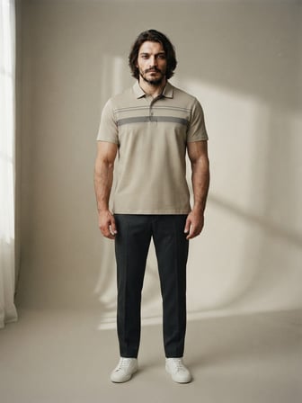 Maccali Mavi Erkek Büyük Beden Rahat Kalıp Polo Yaka Tişört