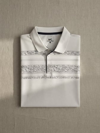 Maccali Beyaz Erkek Büyük Beden Çizgili Polo Yaka Tişört
