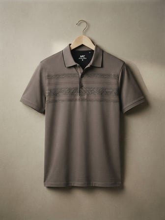Maccali Füme Erkek Büyük Beden Çizgili Polo Yaka Tişört