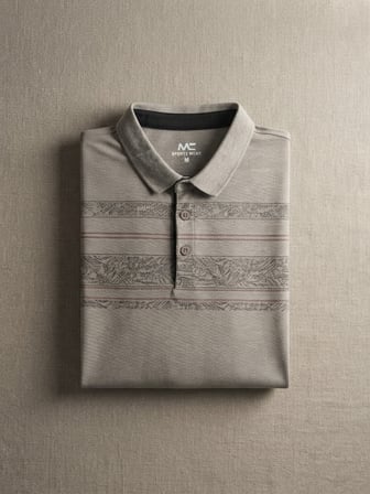 Maccali Gri Erkek Büyük Beden Çizgili Polo Yaka Tişört