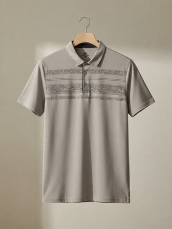 Maccali Gri Erkek Büyük Beden Çizgili Polo Yaka Tişört