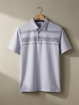 Maccali Lila Erkek Büyük Beden Çizgili Polo Yaka Tişört