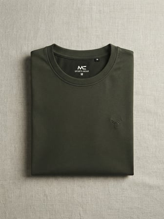 Maccali Haki Erkek Bisiklet Yaka Basic Tişört