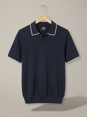 Maccali Lacivert Erkek Büyük Beden Bol Polo Yaka Tişört