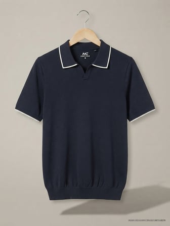 Maccali Lacivert Erkek Büyük Beden Bol Polo Yaka Tişört
