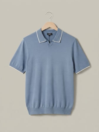 Maccali Mavi Erkek Büyük Beden Bol Polo Yaka Tişört