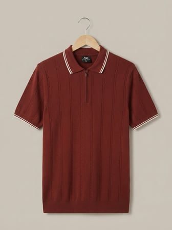 Maccali Bordo Erkek Çizgili Büyük Beden Triko Polo Yaka Tişört