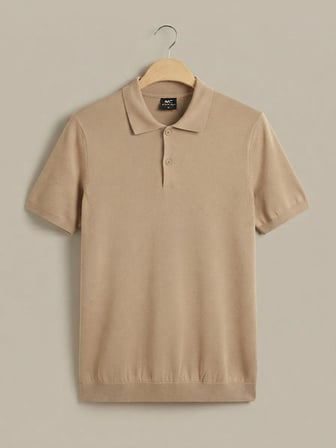 Maccali Bej Erkek Basic Büyük Beden Triko Polo Yaka Tişört