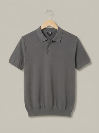 Maccali Koyu Gri Erkek Basic Büyük Beden Triko Polo Yaka Tişört