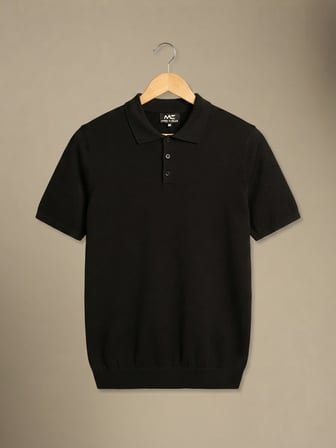 Maccali Siyah Erkek Basic Büyük Beden Triko Polo Yaka Tişört