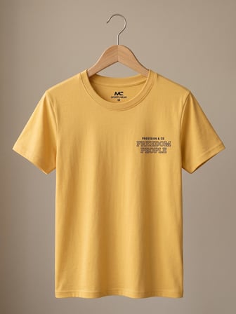 Maccali Sarı Erkek Freedom People Baskılı Bisiklet Yaka Tişört