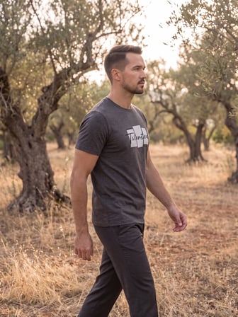 Maccali Koyu Gri Erkek Talented Baskılı Bisiklet Yaka Tişört