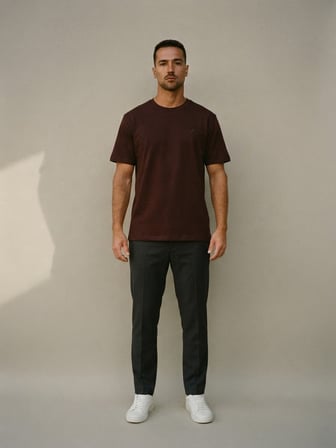 Maccali Bordo Erkek %100 Pamuklu Basic Kısa Kollu Tişört