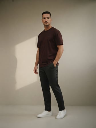 Maccali Bordo Erkek %100 Pamuklu Basic Kısa Kollu Tişört