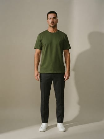 Maccali Yeşil Erkek %100 Pamuklu Basic Kısa Kollu Tişört