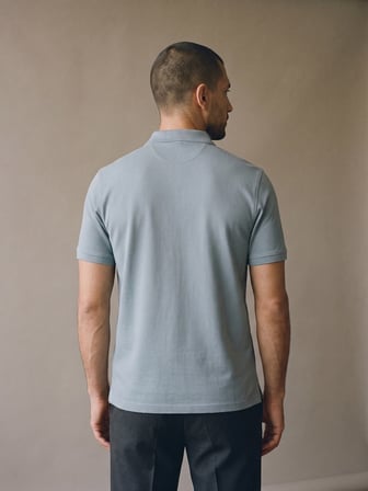 Maccali Buz Mavisi Erkek Çizgili Bantlı Oxford Polo Yaka Tişört