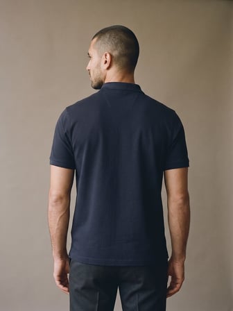 Maccali Lacivert Erkek Çizgili Bantlı Oxford Polo Yaka Tişört