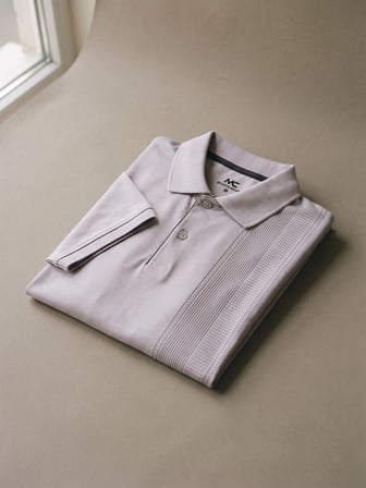 Maccali Lila Erkek Dikey Desen Panelli Polo Yaka Tişört