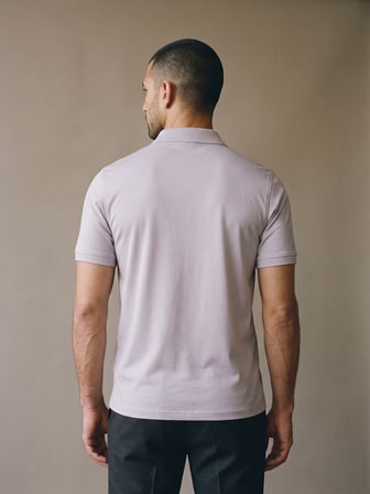 Maccali Lila Erkek Dikey Desen Panelli Polo Yaka Tişört