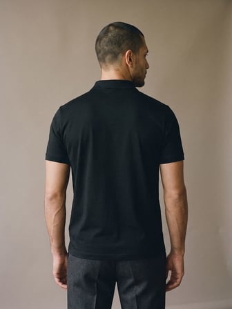 Maccali Siyah Erkek Dikey Desen Panelli Polo Yaka Tişört