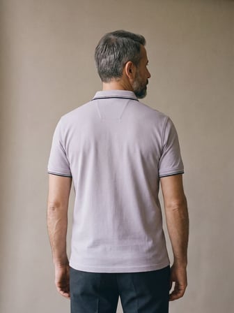 Maccali Lila Erkek Amblemli Kontrast Biyeli Polo Yaka Tişört