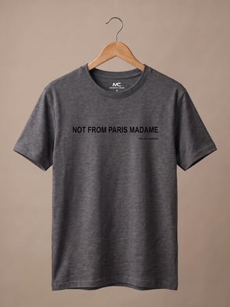 Maccali Koyu Gri Erkek Not From Paris Baskılı Bisiklet Yaka Tişört