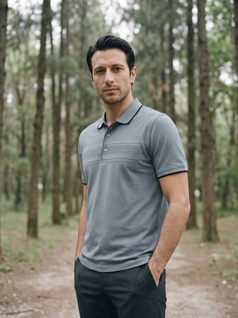 Maccali Buz Mavisi Erkek Göğüs Bantlı Pike Polo Yaka Tişört