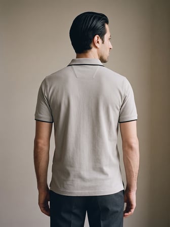 Maccali Gri Erkek Göğüs Bantlı Pike Polo Yaka Tişört