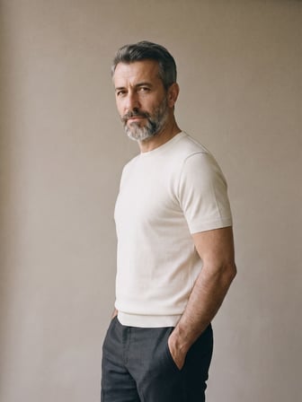 Maccali Beyaz Erkek Triko Bisiklet Yaka Tişört