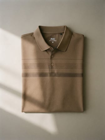 Maccali Kahve Erkek Göğüs Bantlı Triko Polo Yaka Tişört
