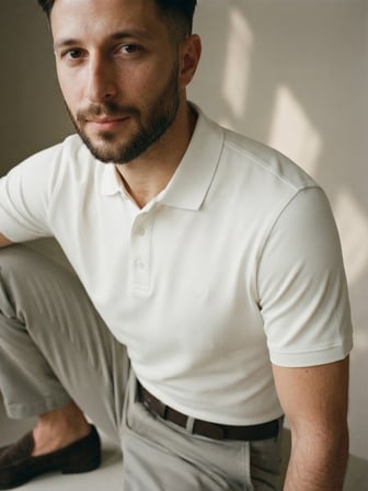 Maccali Beyaz Erkek Basic Polo Yaka Tişört