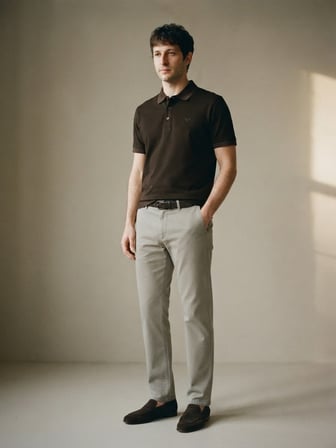 Maccali Kahve Erkek Basic Polo Yaka Tişört